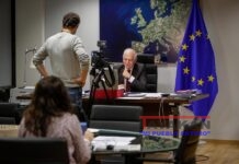 El alto representante para la Política Exterior de la Unión Europea (UE), Josep Borrell, en un momento de la entrevista por videoconferencia con la Agencia EFE. EFE/ Stephanie Lecocq