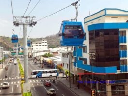 Fotografía cedida por el Municipio de Guayaquil de la Aerovía, un nuevo sistema de transporte de masas en la metrópolis costera, que servirá a 3 millones de personas, hoy en Quito (Ecuador). EFE/ Municipio Guayaquil