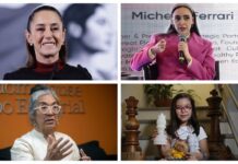 Mexicanas Influyentes del 2024 Combo de fotografías de archivo donde se muestra a la presidenta de México Claudia Sheinbaum (i, arriba), la coordinadora del Consejo Asesor Empresarial con el Gobierno de México, Altagracia Gómez (d, arriba), la escritora mexicana Cristina Rivera Garza (i, abajo) y Alondra Bagatella, niña genio campeona de ajedrez de 8 años (d, abajo), en diferentes eventos en México. EFE/Sáshenka Gutiérrez/José Méndez/Isaac Esquivel/Francisco Guasco