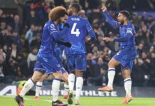 Reece James Maquilla caida del Chelsea El jugador del Chelsea Reece James (d) reacciona al 2-2 durante el partido de la Premier League que han jugado Chelsea FC y AFC Bournemouth, en Londres Reino Unido. EFE/EPA/NEIL HALL