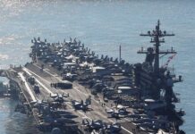 Diplomacia con Barcos de Guerra Nuclear El portaaviones nuclear USS Carl Vinson atraca en un puerto de la ciudad portuaria del sureste de Busan, Corea del Sur, el 21 de noviembre de 2023. Corea del Sur EFE/EPA/YONHAP COREANA DEL SUR FUERA