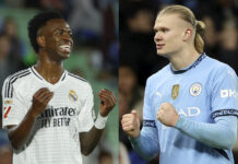 Pasarela Millonaria en Mundial de Clubes Combo de fotografías de archivo de los jugadores de fútbol Vinicius Junior (i) y Erling Haaland. EFE/ Archivo