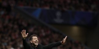Simeone va por La Copa de Europa El entrenador del Atlético de Madrid Diego Simeone durante el partido de vuelta de cuartos de final de Liga de Campeones de su equipo contra el Barcelona disputan este martes en el estadio Metropolitano, en Madrid. EFE/Sergio Pérez