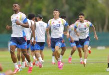 Colombia se alista para su debut mundialista El jugador de la selección de Colombia James Rodríguez, durante el entrenamiento de la selección de fútbol de Colombia este lunes en la Academia Atlas, ubicado en Zapopan, Jalisco (México).- EFE/ Francisco Guasco