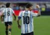 Messi: “Estoy feliz por la clasificación” El delantero de Argentina, Leo Messi, celebra el segundo gol del combinado argentino durante el partido del Mundial 2026. EFE/Mariscal