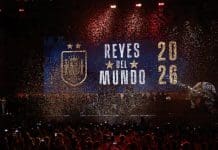 Dos millones de personas celebran con la selección española MADRID. Los jugadores de la selección española durante la celebración este lunes en la plaza de Cibeles de la conquista del Mundial 2026 por parte del combinado español. EFE/Sergio Pérez