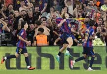 Barcelona vence al Athletic Club (2-0) El centrocampista del Barcelona Fermín (2d) celebra tras anotar el 2-0 para su equipo durante el partido de la primera jornada de LaLiga que FC Barcelona y Athletic Club de Bilbao disputan este jueves en el Camp Nou. EFE/Enric Fontcuberta