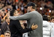 Xavi y Klopp reparten puntos Los seleccionadores de Países Bajos, Xavi Hernández, y Jürgen Klopp, de Alemania, durante el partido de la UEFA Nations League que han jugado Países Bajos-Alemania en el Johan Cruijff Arena, de Países Bajos. EFE/EPA/KOEN VAN WEEL