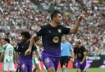 La ucronía de Rodri El centrocampista del Barcelona Rodri celebra su gol frente al Betis, el pasado sábado. EFE/ Julio Muñoz