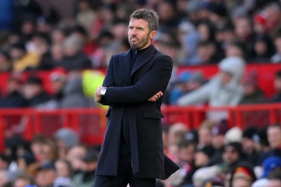 El entrenador del Manchester United Michael Carrick durante el partido de la Premier League que han jugado Manchester United FC y AFC Bournemouth, en Manchester, Reino Unido. EFE/EPA/GARY OAKLEY