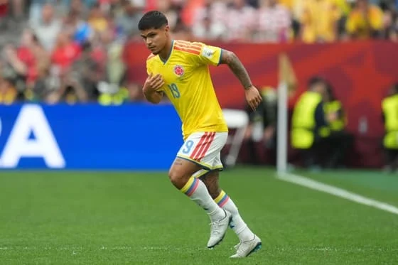 Juan Camilo 'Cucho' Hernandez, durante su participación en el pasado Mundial con la selección de Colombia.EFE/EPA/BOB FRID